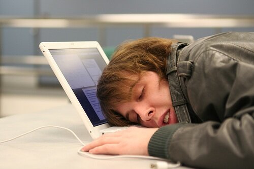 asleep at computer. Screen time getting you down?