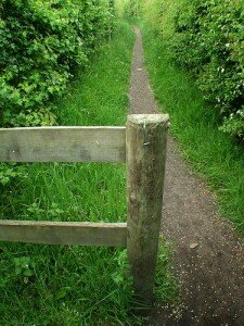 A fence post and footpath