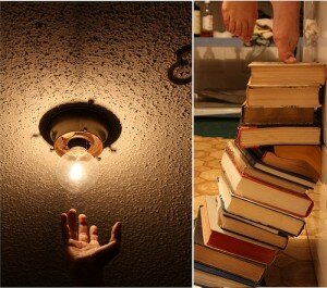 Changing an incandescent light bulb.